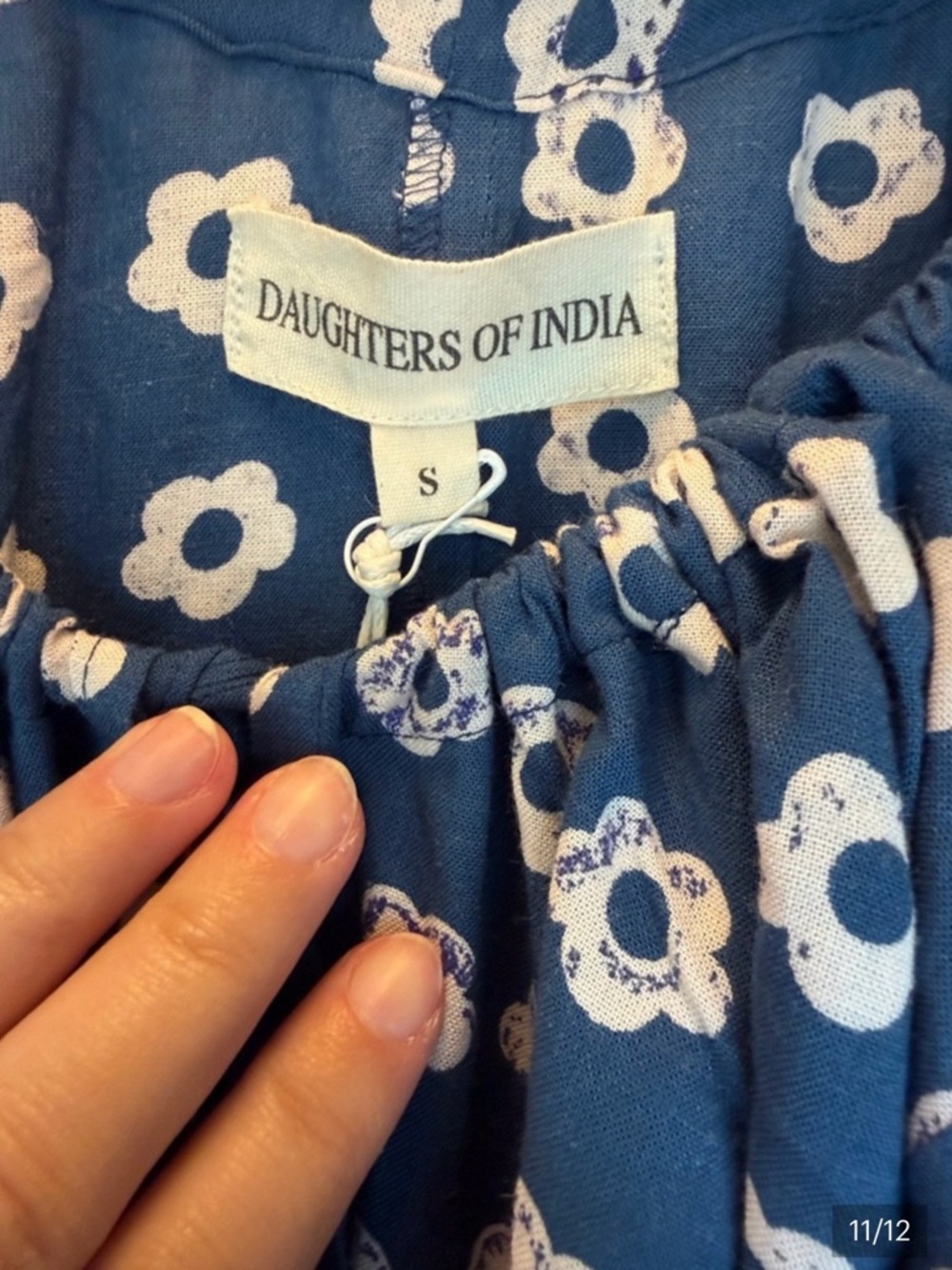 NWT Daughters of India Blue Floral Zahra Midi Dress size small - Picture 10 of 10